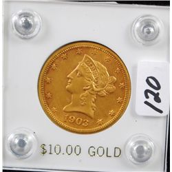 1903-S $10 LIBERTY GOLD COIN FROM SAFE  DEPOSIT - SELLER GRADED AT XF+