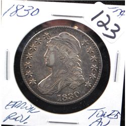 1830 BUST HALF DOLLAR - ERROR REVERSE -  SELLER GRADED @ AU - TONED