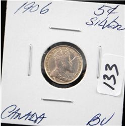 1905 5 CENT SILVER EDWARD VII - CANADA -  SELLER GRADED @ BU - BU LISTS @ $450.00