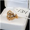 Image 1 : MANS 14K YELLOW GOLD DIAMOND NUGGET RING WITH  FIVE ROUND FULL CUT DIAMONDS - WEIGHS 6.7  GRAMS - AP
