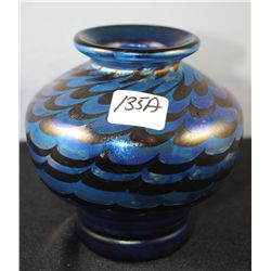 BEAUTIFUL ART GLASS VASE - LOETZ? APPROX. 4  /12" TALL