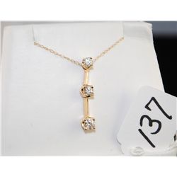 LADIES DIAMOND PAST-PRESENT-FUTURE 14K YELLOW  GOLD PENDANT WITH THREE GRADUATED ROUND  DIAMONDS (AP