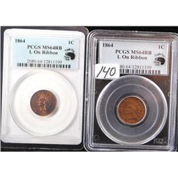 164 INDIAN CENT - PCGS MS64RB (L ON RIBBON)  EAGLE EYE (PCGS WEBSITE LISTS A MS64RB L ON  RIBBON @ $