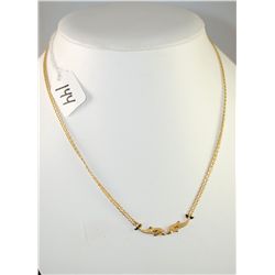 LADIES 14K YELLOW GOLD "DOLPHIN" NECKLACE -  WEIGHS 5.4 GRAMS - APPRAISED RETAIL  REPLACEMENT IS $1,