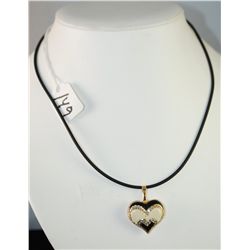 WOMENS 14K YELLOW GOLD PENDANT WITH BLACK  CORAL, DIAMOND, ONYX AND MOTHER OF PEARL -  14K YELLOW GO