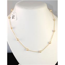 ELEGANT 14K YELLOW GOLD PEARL NECKLACE WITH  TWELVE ROUND MATCHING PEARLS - WEIGHS  6.0  GRAMS - APP