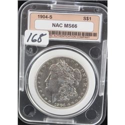 KEY DATE - 1904-S MORGAN DOLLAR - NAC MS66  (COIN WORLD LISTS A MS66 @ $22,500.00?)