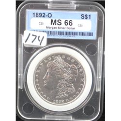 KEY DATE - 1892-0 MORGAN DOLLAR - CSI MS66  (COIN WORLD LISTS A  MS66 @ $48,000.00???)
