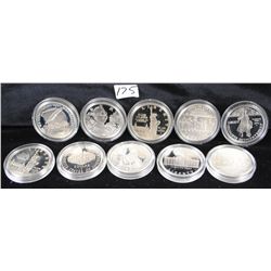 TEN SILVER (90%) COMMEMORATIVE DOLLARS  INCLUDES - WE THE PEOPLE, COLUMBUS  QUINCENTENNIAL, 1988 OLY