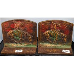 VINTAGE "END OF THE DAY" BOOKENDS - CAST IRON