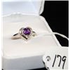 Image 1 : LADIES 14K WHITE GOLD AMETHYST AND DIAMOND  RING WITH ONE HEART SHAPED AMETHYST CENTER  AND THREE RO