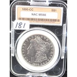 KEY DATE - 1890-CC MORGAN DOLLAR - NAC MS66  (COIN WORLD LISTS A MS66 @ $24,000.00???)