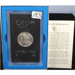 1882-CC GSA BLACK BOX MORGAN DOLLAR WITH   ORIGINAL BOX AND CERTIFICATE OF AUTHENTICITY