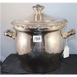 FANCY OLD VINTAGE METAL ICE BUCKET - MARKED  "NORTHWESTERN HOSPITAL 15 YEARS - BOTTOM  MARKED "COUNT