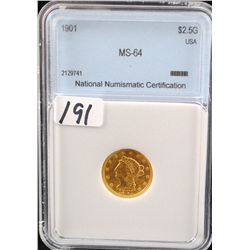 1901 $2 1/2 INDIAN GOLD COIN - NNC MS64