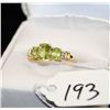 Image 1 : WOMENS PERIDOT AND DIAMOND RING WITH THREE  PERIDOT AND FOUR DIAMONDS - SET IN 10K YELLOW  GOLD RING