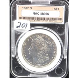KEY DATE - 1887-0 MORGAN DOLLAR - NAC MS66