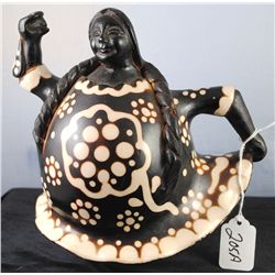 VINTAGE POTTERY VASE FROM PERU - SIGNED BY  VICTOR VALZNUIA - APPROX. 9" TALL