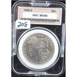 KEY DATE - 1898-S MORGAN DOLLAR - NAC MS66 (  A MS66 LISTS @ $6,000.00)