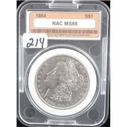1884 MORGAN DOLLAR - NAC MS66 (A MS66 LISTS @  $950.00)