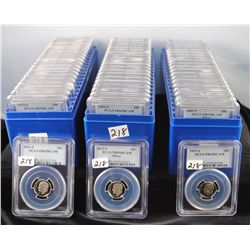SET OF ROOSEVELT DIMES - ALL PCGS PR69DCAM -  1973 - 2012, 63 TOTAL DIMES - IN CUSTOM WOOD  FRAMES