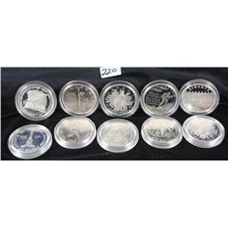 TEN SILVER (90%) COMMEMORATIVE DOLLARS  INCLUDES "LIBERTY", WE THE PEOPLE, STATUE OF  LIBERTY, KOREA