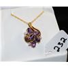Image 1 : LADIES AMETHYST AND DIAMOND PENDANT WITH FIVE  LAB CREATED OVAL CUT AMETHYSTS AND THREE  ACCENT DIAM
