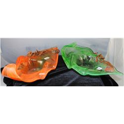 TWO SIGNED "ROMANIAN" ART GLASS BOWLS -  SIGNED "MITU" (HE IS A VERY IMPORTANT  EUROPEAN ARTS ) IN T