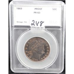 1903 BARBER HALF DOLLAR - SEGS PR63 (A PR63  LISTS @ $1,200.00)