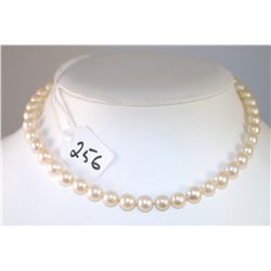 LADIES VINTAGE PEARL CHOKER WITH ORNGATE 14K  WHITE GOLD CLASP