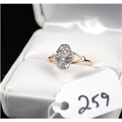 VINTAGE 14K YELLOW GOLD DIAMOND RING WITH  WHITE GOLD TOP - OLD EUROPEAN CUT