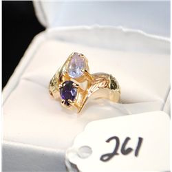 VINTAGE BLACK HILLS GOLD RING SET WITH TWO  AMETHST GEMSTONES