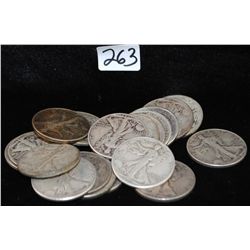 20 WALKING LIBERTY HALF DOLLARS FROM SAFE  DEPOSIT - MIXED DATES AND MINTS - SOLD PER  COIN TIMES 20