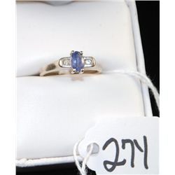 LADIES 14K WHITE GOLD SAPPHIRE AND DIAMOND  RING WITH ONE OVAL BLUE SAPPHIRE CENTER  GEMSTONE AND TO