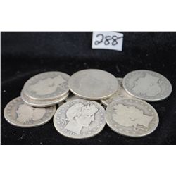 10 BARBER HALF DOLLARS FROM SAFE DEPOSIT -  MIXED DATES AND MINTS - SOLD  PER COIN TIMES  10
