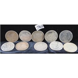 10 MORGAN DOLLARS FROM SAFE DEPOSIT - MIXED  DATEA AND MINTS - SOLD PER COIN TIMES 10