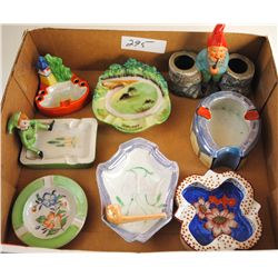 EIGHT VINTAGE ASH TRAYS -  ELFS, HORSE SHOE,  PIPE ETC - SOLD PER ASH TRAY TIMES 8 - NO  DAMAGE