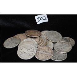 20 WALKING LIBERTY HALF DOLLARS FROM SAFE  DEPOSIT - MIXED DATES AND MINTS - SOLD PER  COIN TIMES 20