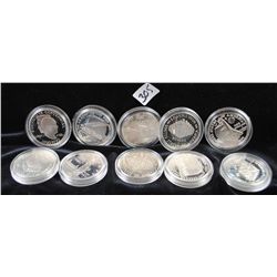 TEN $1 SILVER (90%) COMMEMORATIVES - VARIOUS  SUBJECTS - STATUE OF LIBERTY, WE THE PEOPLE,  EISENHOW