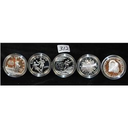 5 SILVER (90%) COMMEMORATIVE DOLLARS INCLUDES  KOREA, STATUE OF LIBERTY, 1989 LIBERTY, 1994  WORLD C