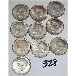 10 KENNEDY HALF DOLLARS FROM SAFE DEPOSIT -  SOLD PER COIN TIMES 10