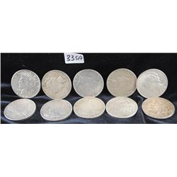 10 PEACE DOLLARS FROM SAFE DEPOSIT - MIXED  DATES AND MINTS - SOLD PER COIN TIMES 10