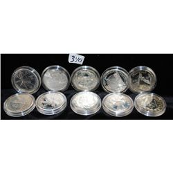 TEN $1 SILVER (99%) COMMEMORATIVES - VARIOUS  SUBJECTS - 1988 OLYMPIAD, WE THE PEOPLE,  DESEGREGATIO