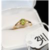 Image 2 : LADIES PERIDOT AND DIAMOND RING WITH ONE OVAL  PERIDOT CENTER GEMSTONE AND TWO ACCENT  DIAMONDS SET 