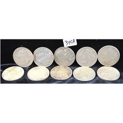 10 PEACE DOLLARS FROM SAFE DEPOSIT - MIXED  DATES AND MINTS - SOLD PER COIN TIMES 10