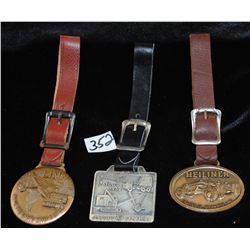 THREE 1940'S WATCH FOBS - HEAVEY EQUIPMENT  MFG CO'S