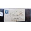 Image 1 : RARE 1857 FRENCH DOCUMENT WITH EARLY 20C MAIL  IMPERFORMATED POSTAGE STAMP ON NAPOLEON III  - SCARCE
