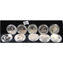 TEN $1 SILVER (90%) COMMEMORATIVE COINS -  VARIOUS SUBJECTS - KOREA, WE THE PEOPLE, 1994  WORLD CUP 