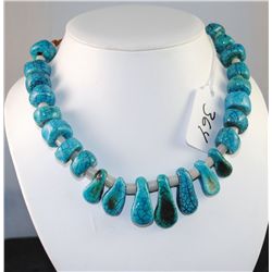 LARGE VEIN BLUE TURQUOISE & WHITE QUARTZ  NECKLACE - IMPRESSIVE PIECE!