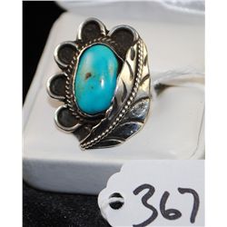VINTAGE NAVAJO SILVER & ROBINS EGG TURQUOISE  RING